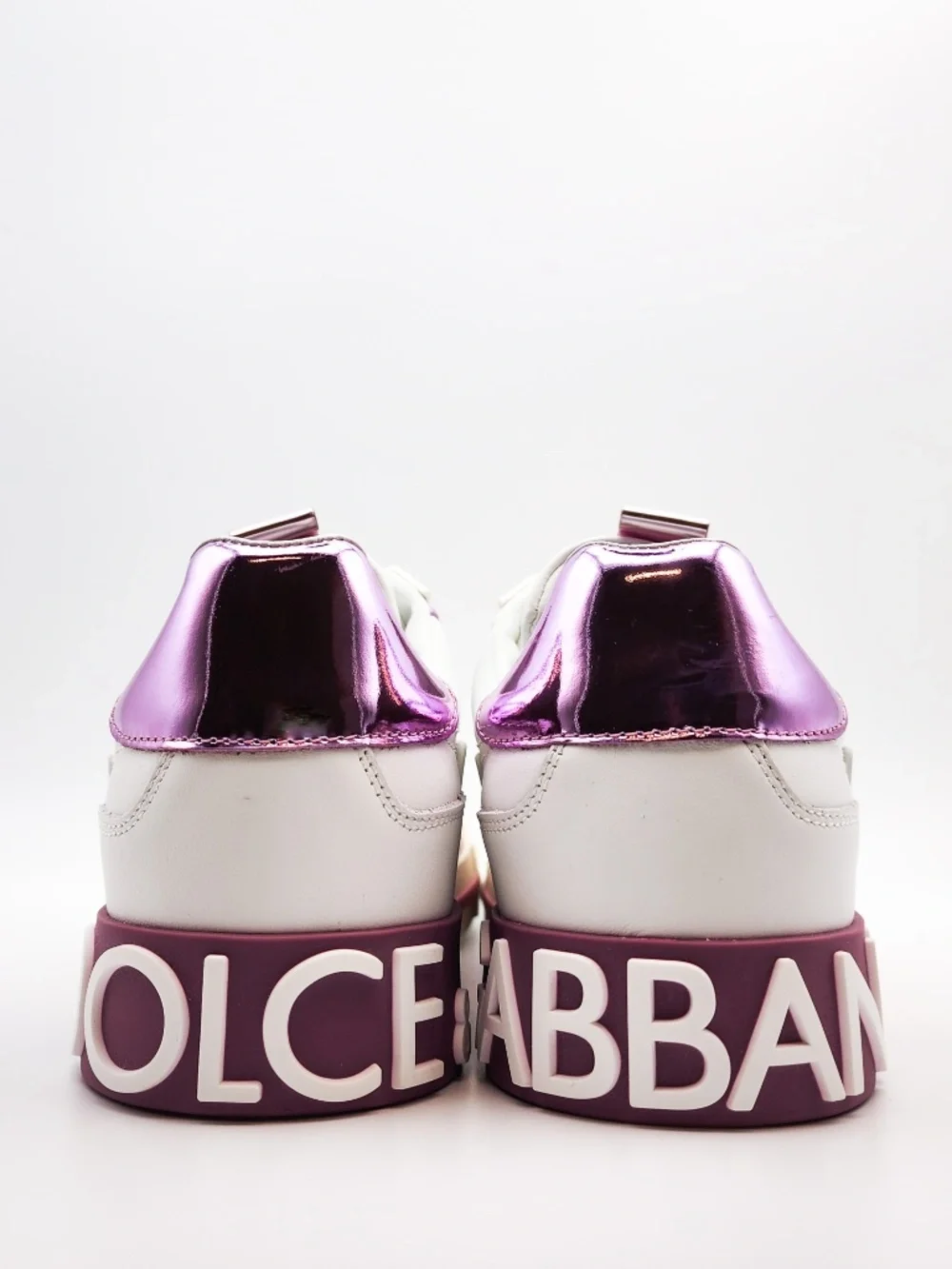 Dolce & Gabbana Custom 2 Zero White Lilac Calf Leather Sneakers EU 38